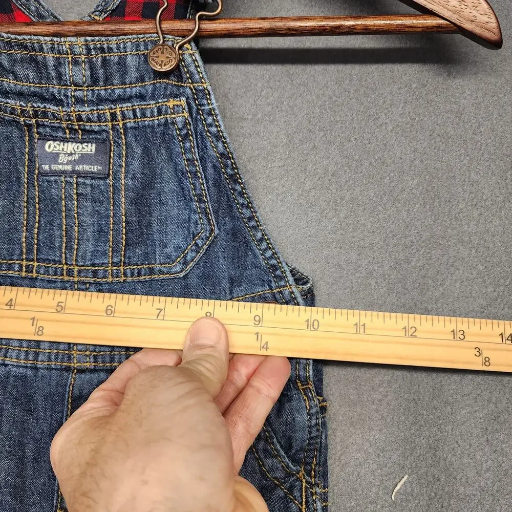 OshKosh B'Gosh Overalls Boys 18 Months Blue Jean Denim Flannel Lined Lumberjack